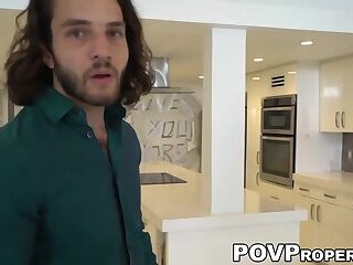 Latino real estate agent Dante facialized by customer in POV